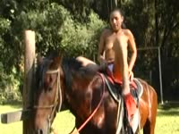 Naked woman on a horse&rsquo;s back